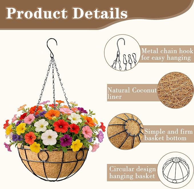 EIMQUVW Outdoor Hanging Planter Set Durable Hanging Baskets - Image 5
