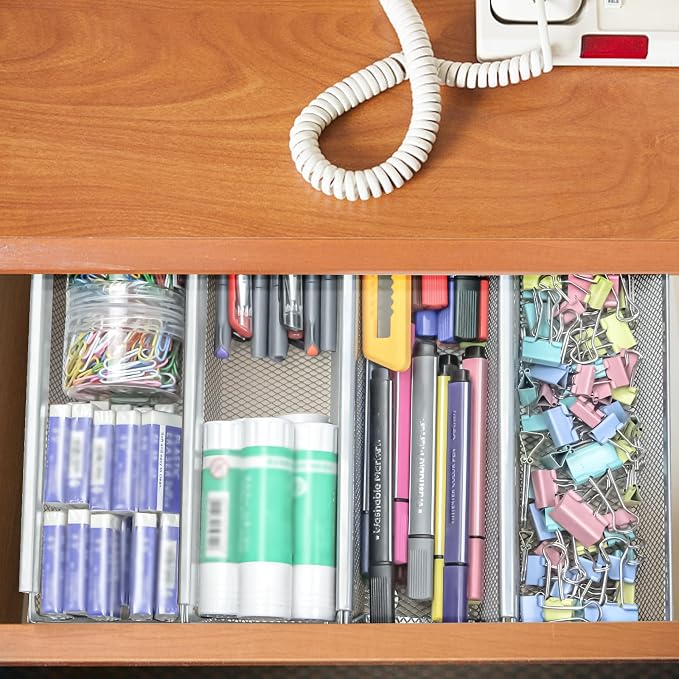 4PCS Drawer Organizer for Kitchen, Utensil Mesh Drawer Organizer - Image 6