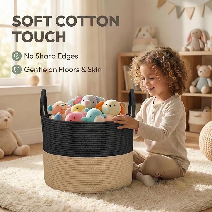 JMvicyroam 65L Extra Large Machine Washable Cotton Rope Blanket Basket | - Image 4
