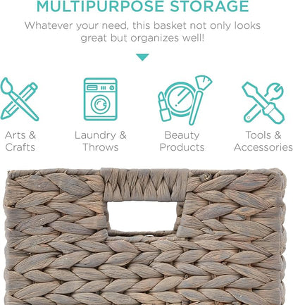 Best Choice Products 13x13in Pack of 5 Cube Storage Baskets, Water Hyacinth - Image 5