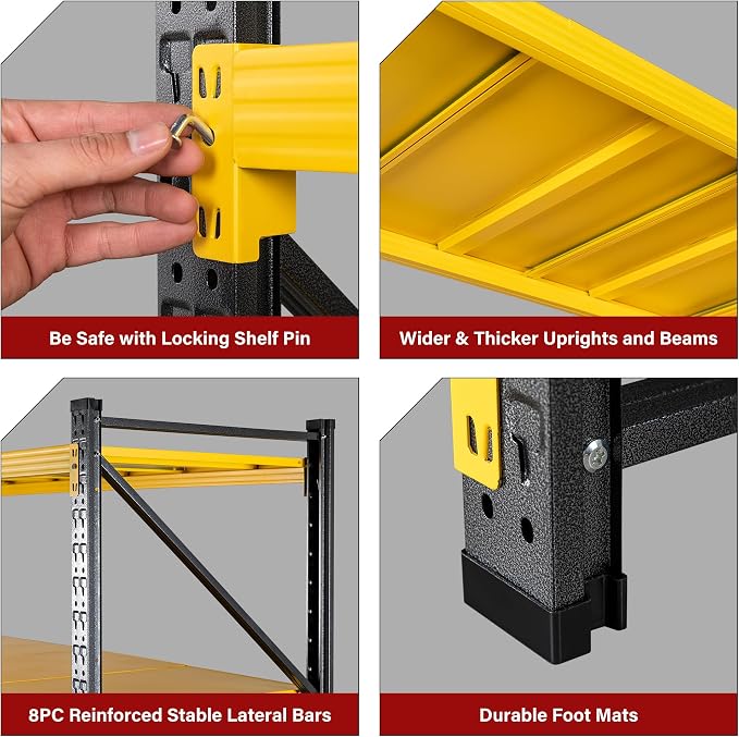 48" Wide Heavy Duty Garage Shelving Units, 3000LBS Deep Storage Shelves - Image 7