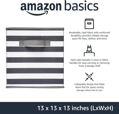 Amazon Basics Cube Organizer Storage Bins Handles, Collapsible Fabric - Image 2