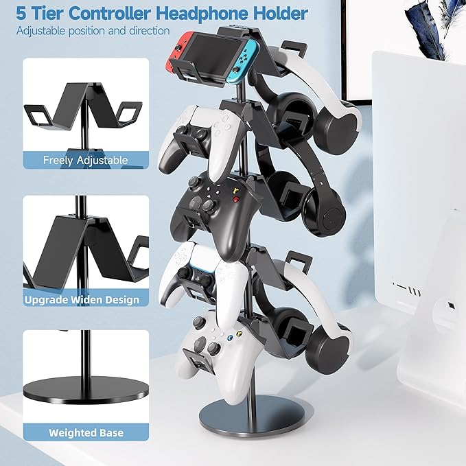 Controller Stand, 5 Tier Controller Headphone Holder - Image 2