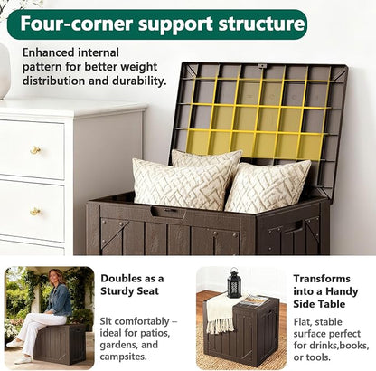 Outdoor Storage Box, 30 Gallon Deck Box Outdoor Storage Bench Outside - Image 5