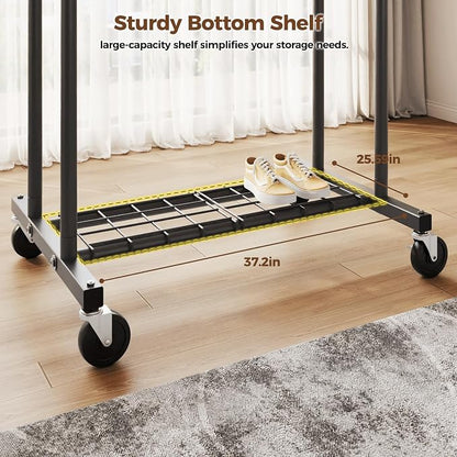 HYSEYY Heavy Duty Clothes Rack, Rolling Clothing Rack - Image 4