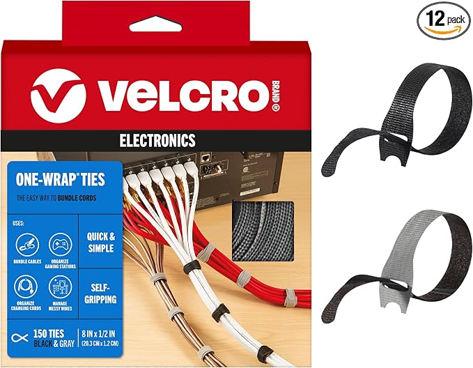 VELCRO Brand 150pk Cable Ties Value Pack, 8in | Gifts by VELCROBrand