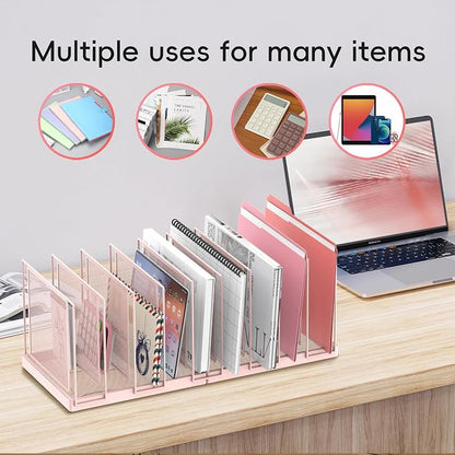 9-Section Desk File Organizer, Vertical File Holder, Mesh Desktop File Folder - Image 3