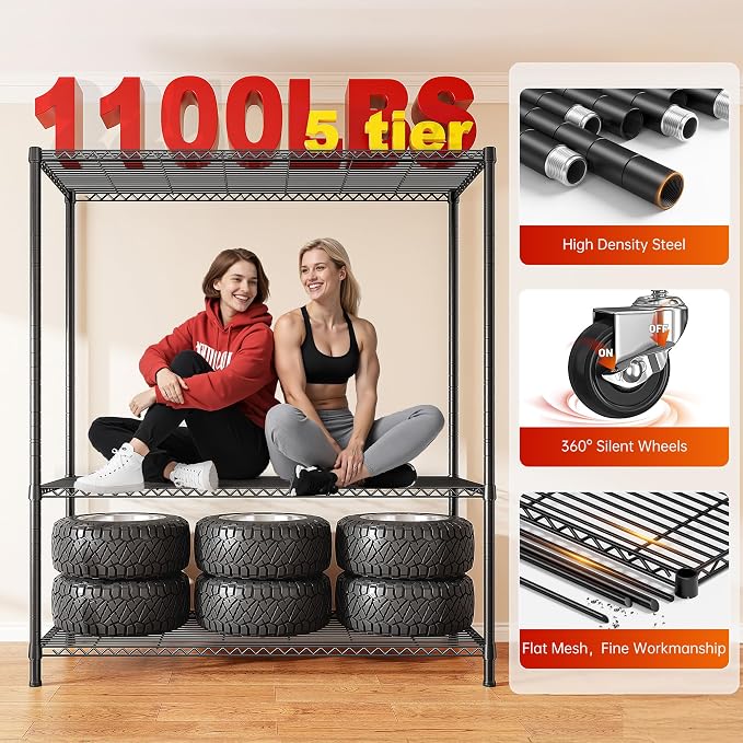 REIBII 45''W Storage Shelves Waterproof Metal Shelving - Image 8