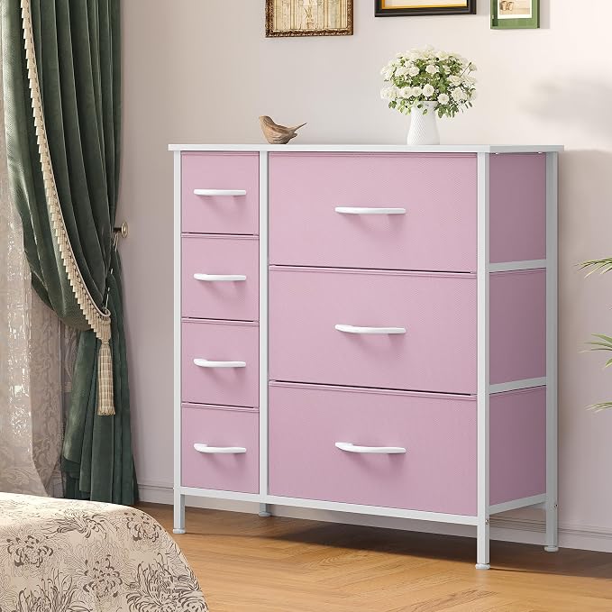 YITAHOME Pink Dresser, 7 Drawers Fabric Dresser - Image 4