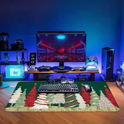 Christmas Tree - Green Gaming Mouse Pad 35.4"x15.7"Desk Mat Anti-Slip Rubber - Image 9