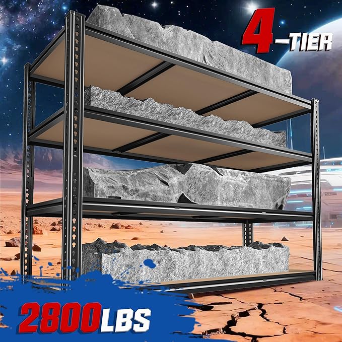 ROOMFAVE 2800LBS Garage Shelving 60" W Metal Shelving Storage Shelves Heavy - Image 4