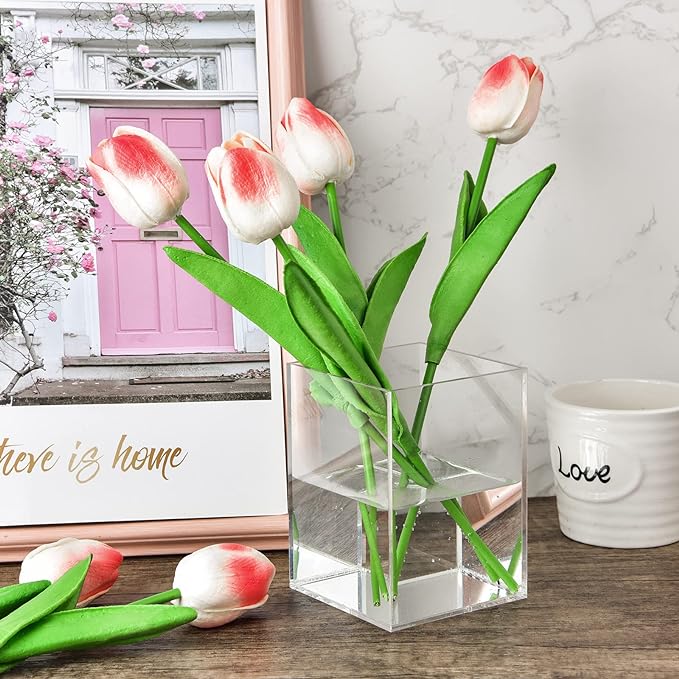 Mototo 2 Pieces Clear Acrylic Pen Holder & Pencil Cup Clear Makeup Bush Holder - Image 6