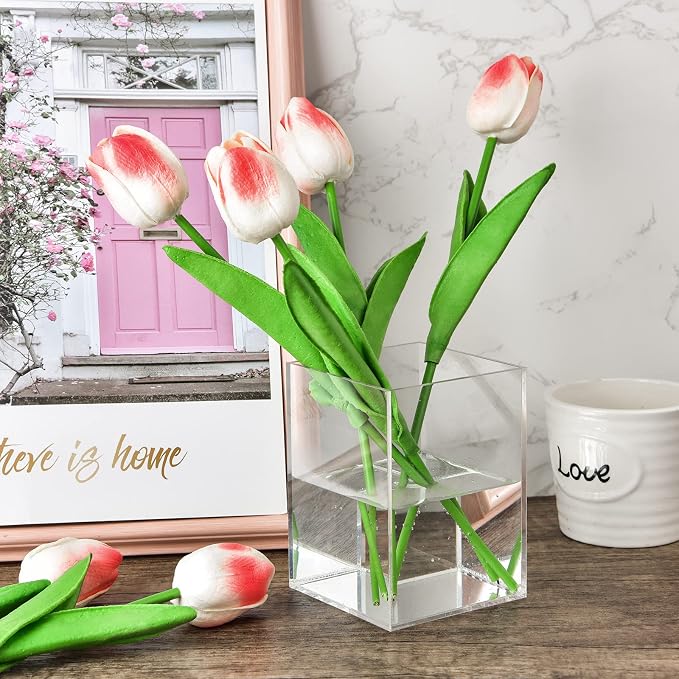 8 Pieces Clear Acrylic Pen Holder Acrylic Pencil Cup Clear Makeup Bush Holder - Image 6