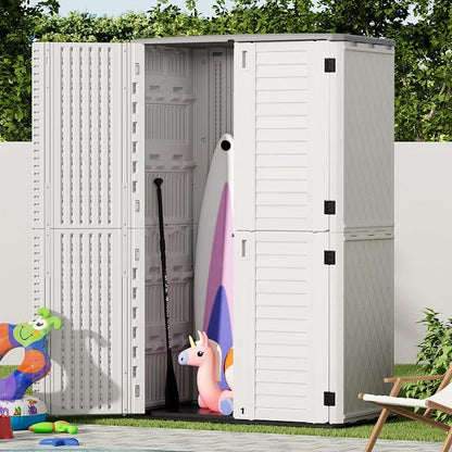 Outdoor Storage Cabinet Waterproof, Resin Vertical Storage Shed Lockable - Image 2