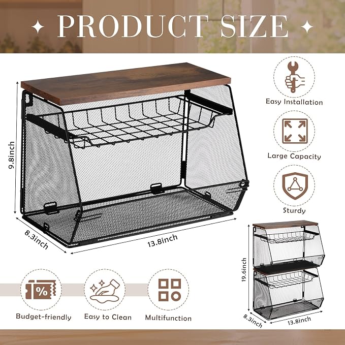 Teenyyou 2 Pcs Stackable Mesh Fruit Basket - Image 3