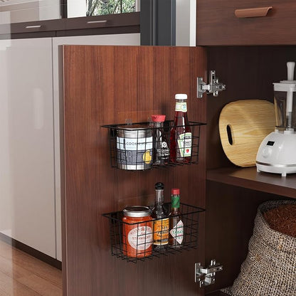 MaraFansie Hanging Kitchen Baskets Wire Storage Basket Adhesive and Screws - Image 4