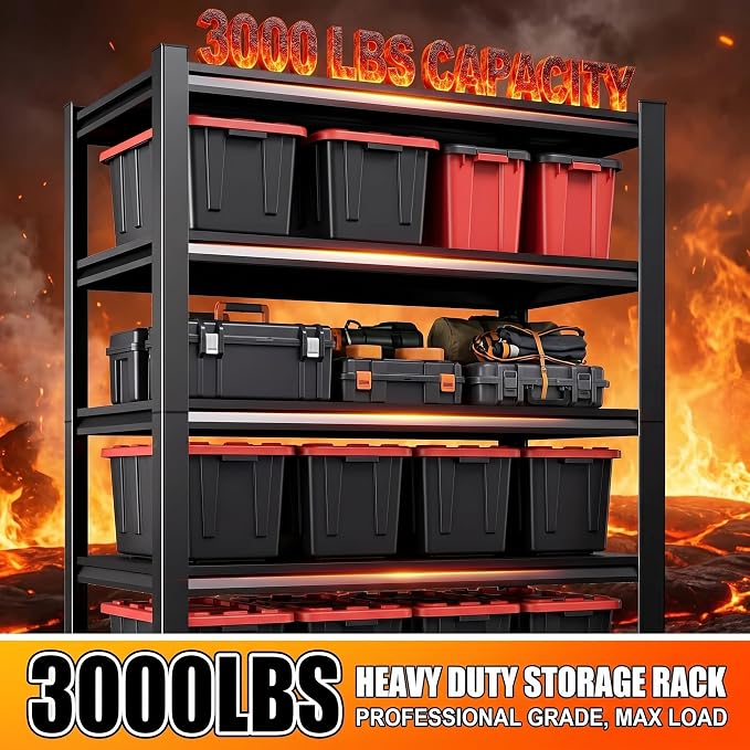 Garage Shelving Unit, 3000LBS Heavy Duty 5-Tier Metal Storage Shelves, - Image 3