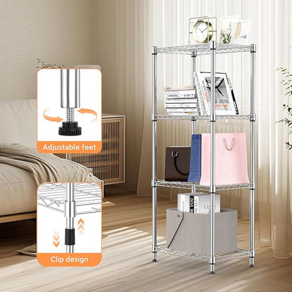 4 Tiers Shelf Metal Storage Shelves Wire Rack Closet Organizers - Image 5