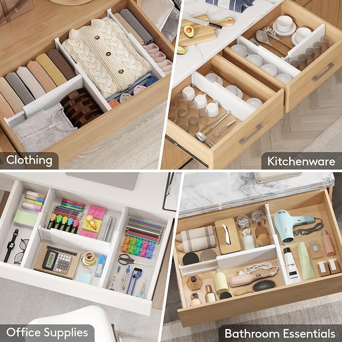 Lifewit 8 Pack Drawer Dividers Plastic 6" High, 13.5-22" Adjustable Drawer - Image 8