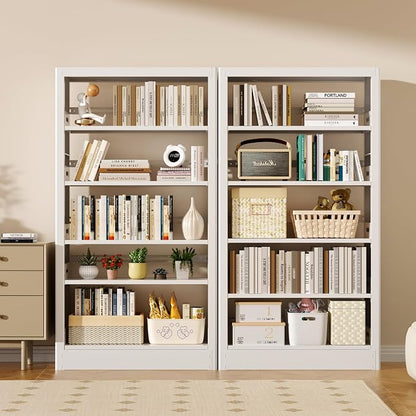 5-Tier Bookcase with Adjustable Storage Shelves, Metal Bookshelf with Book - Image 6
