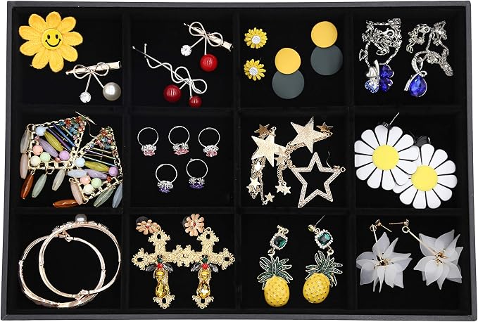 Stratalife 12 Grid Jewelry Organizer Tray, Stackable Drawer Earring Organizer by Stratalife