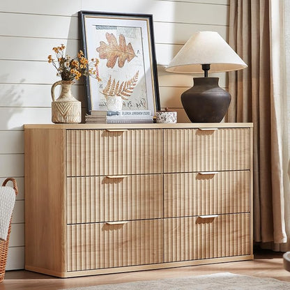 LEYAOYAO Fluted 6 Drawers Dresser, Curved Profile Design, Dresser TV Stand by LEYAOYAO-Findtheshiningpointofyourideallife%EF%BC%81