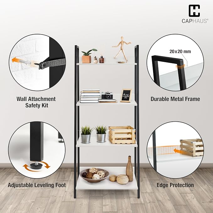 CAPHAUS 4 Tier Ladder Bookshelf, 24 Inch Width Free Standing Shelf, Bookcase - Image 5