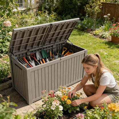 200 Gallon Outdoor Storage Box Resin Deck Box All Weather Waterproof Large - Image 7