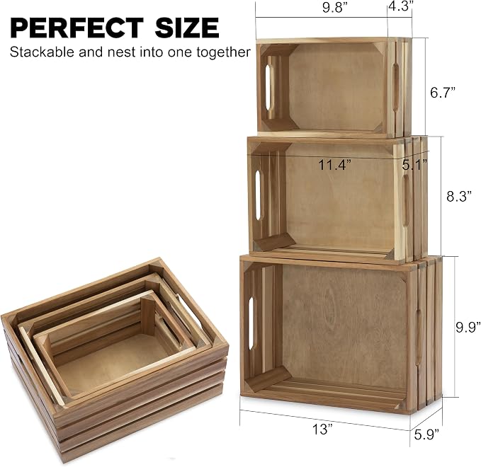 VICTORY RELAX Nesting Wood Storage Crates - Image 3