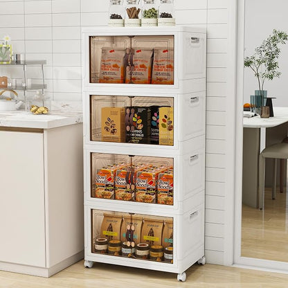 Storage Bins with 2 Lids and Wheels, Collapsible Bathroom Storage Cabinet with - Image 6
