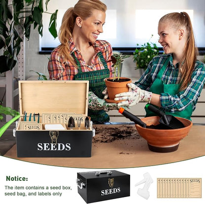 Coolrunner Wood Seed Saving Box, Seed Storage Organizer Case, Seed Packet - Image 5
