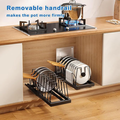 2 Pack Pots and Pans Organizer Under Cabinet, 21.6" Deep Pull Out Pot Lid - Image 7