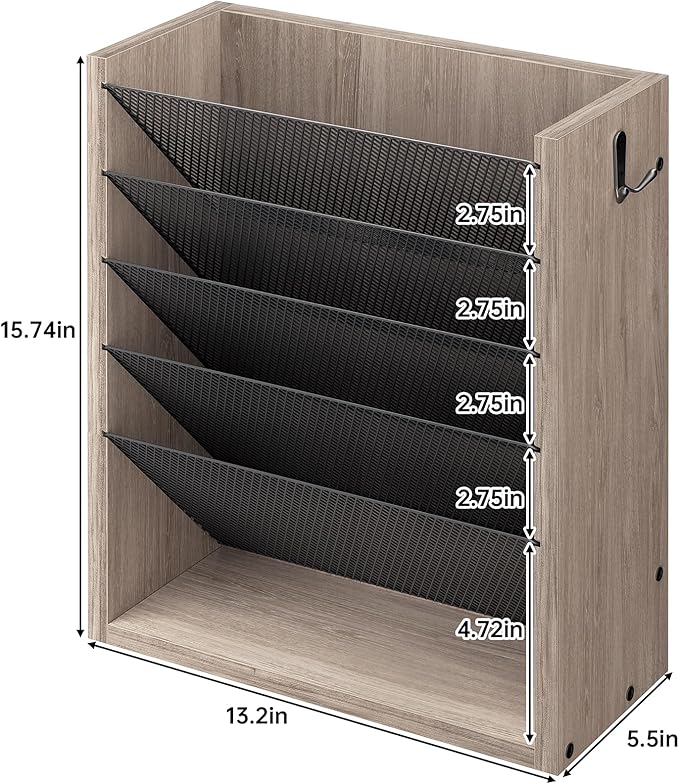 Mail Organizer Wall Mounted, 6-Slot Hanging File Organizer - Image 3