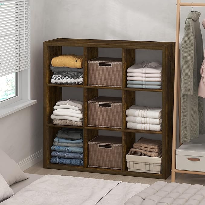 Furinno Cubic Extra Thick 9-Cube Closet Organizers and Storage, Amber Pine | by Furinno-FitsYourSpaceFitsYourBudget