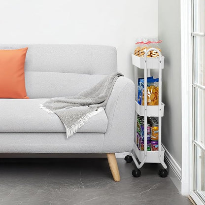 SunnyPoint Slim Rolling Storage Cart, 3 Tier Bathroom Storage Organizer Bathroom - Image 3