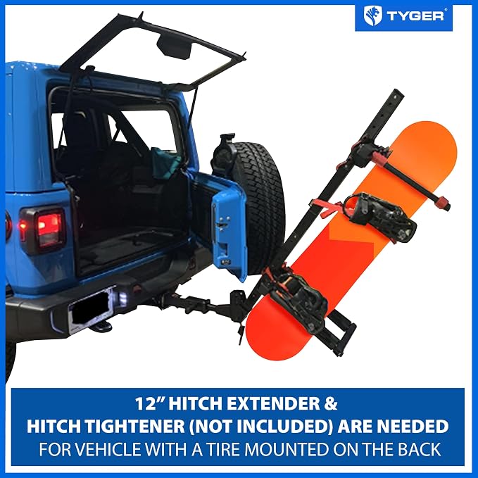 Tyger Auto TG-RK1B707B Folding Hitch-Mounted Ski/Snowboard Rack Fits 2" or - Image 5