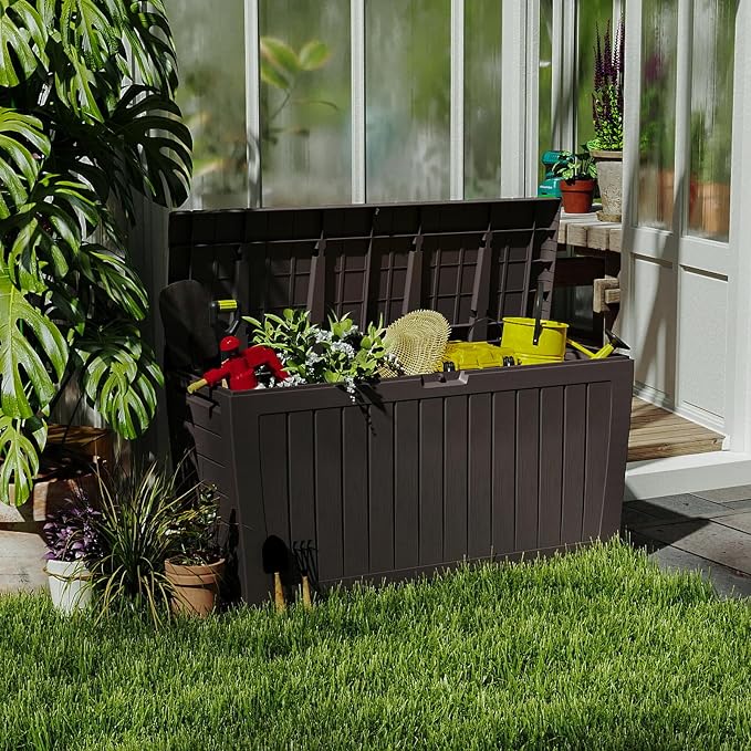 120 Gallon Resin Deck Box，Outdoor Storage Box, Waterproof Lockable Large - Image 7