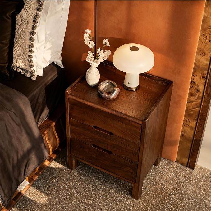 Nightstand, Solid Wood Small End Table w/3 Drawers, Modern Bedside Tables - Image 9