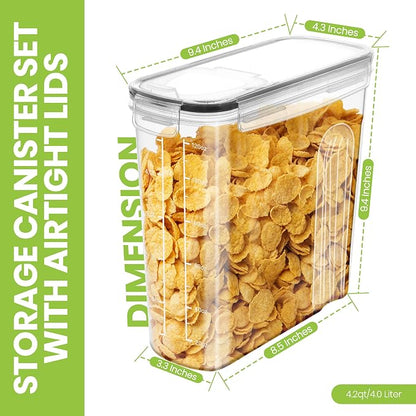 Utopia Kitchen Cereal Containers Storage Set – 6 Pack 4L Airtight Food Storage - Image 2