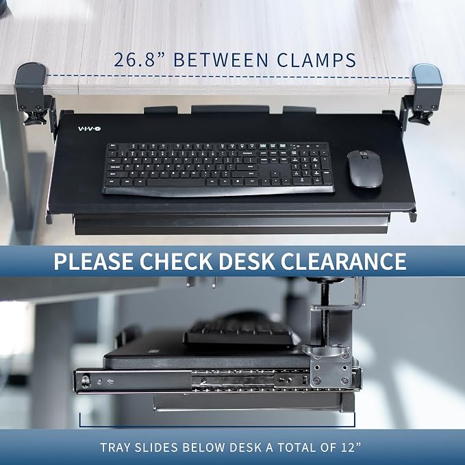 VIVO Large Height Adjustable Clamp-on Keyboard Tray, Extra Sturdy Pull Out - Image 8