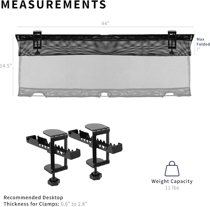 VIVO No Drill Clamp-on 44 inch Mesh Net Under Desk Cable Management Wire - Image 6
