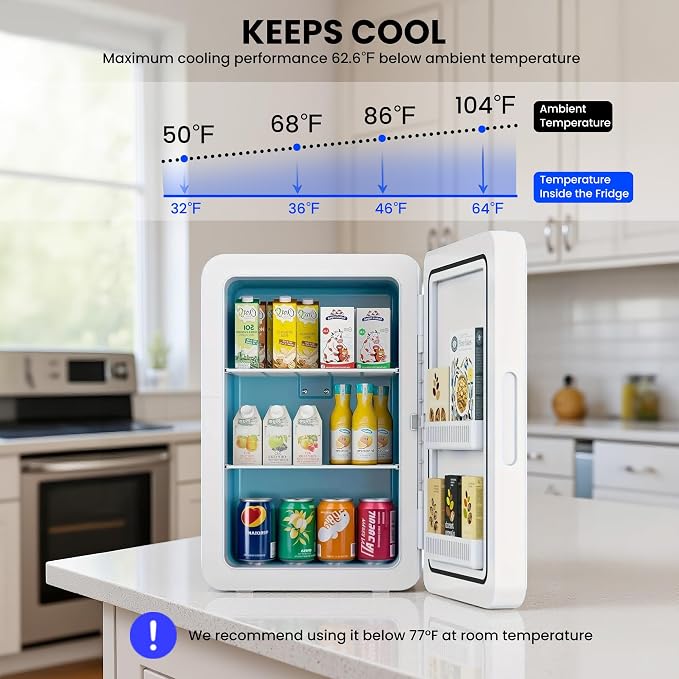 22L/30Cans Mini Fridge for Bedroom, 12v DC Portable Cooler & Warmer, Mini - Image 2