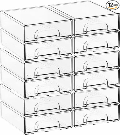 12 Pack Clear Stackable Storage Drawers, 2.2'' Acrylic Drawer Organizers by Yieach