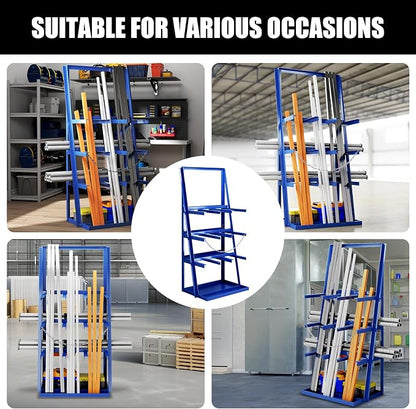 Vertical Bar Rack, 3000 LB Capacity, Steel Bays Long Parts Storage Rack - Image 7