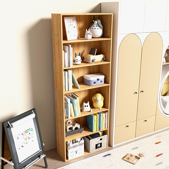 6 Tier Book Shelf，Wooden 6 Cube Storage Organizer, 6 Tier Low Bookcase Storage - Image 2