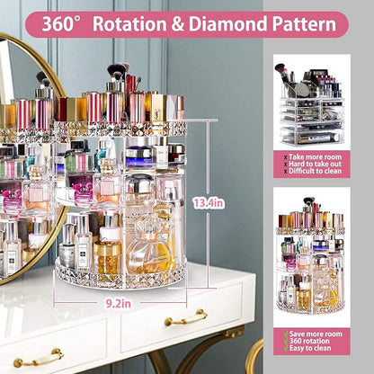 360 Rotating Makeup Organizer Large Perfume Cosmetics Organizer Beauty - Image 3