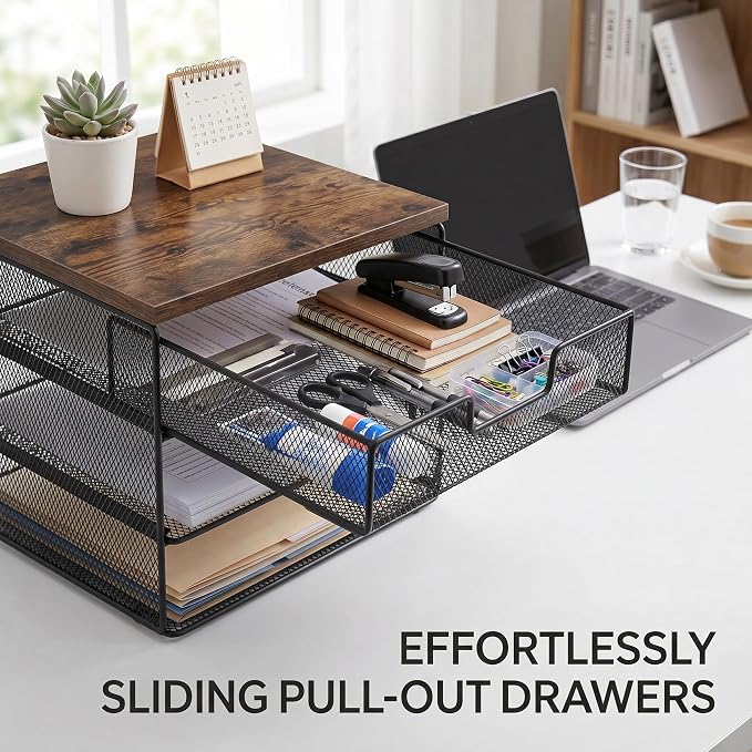4-Tier Mesh Desk Organizer and Accessories - Image 2