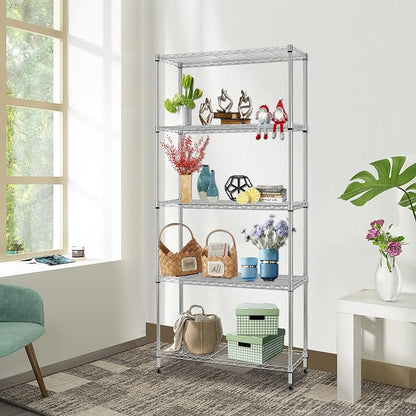 FDW | 5-Tier Wire Shelf | 24" x 14" x 60" | Chrome | Storage Shelves - Image 2