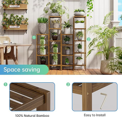 SMIBUY Bathroom Storage Shelf, 4-Tier Bamboo Rack Organizer - Image 5
