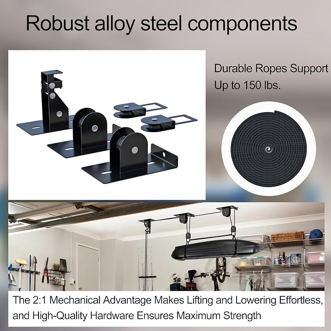 2025 Upgrade Cargo Box Garage Pulley System, Garage Ceiling Hoist Heavy-Duty - Image 5
